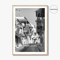 Cartagena Black and White Fine Art Photo Print, Colombia Colonial Street Poster