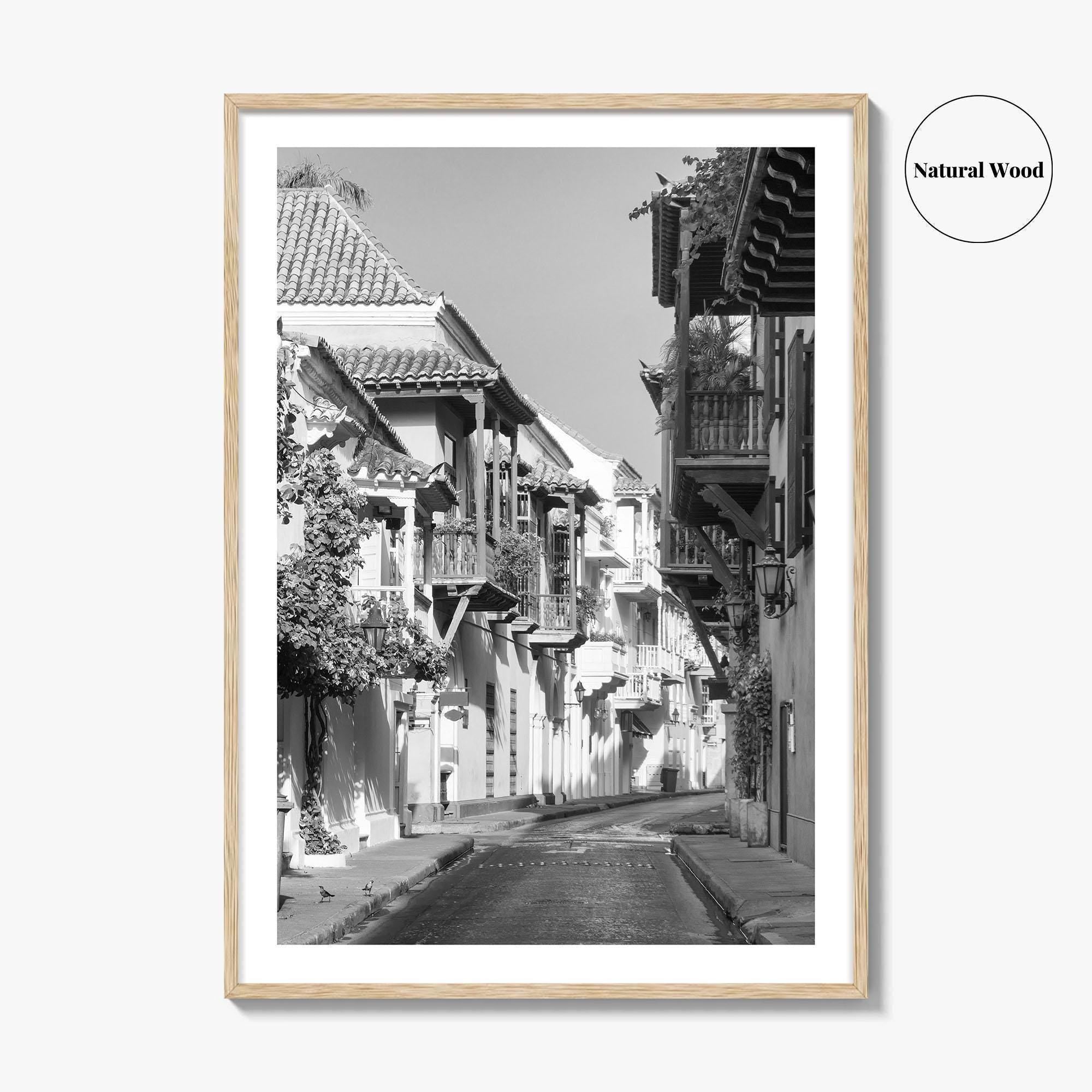 Cartagena Black and White Fine Art Photo Print, Colombia Colonial Street Poster