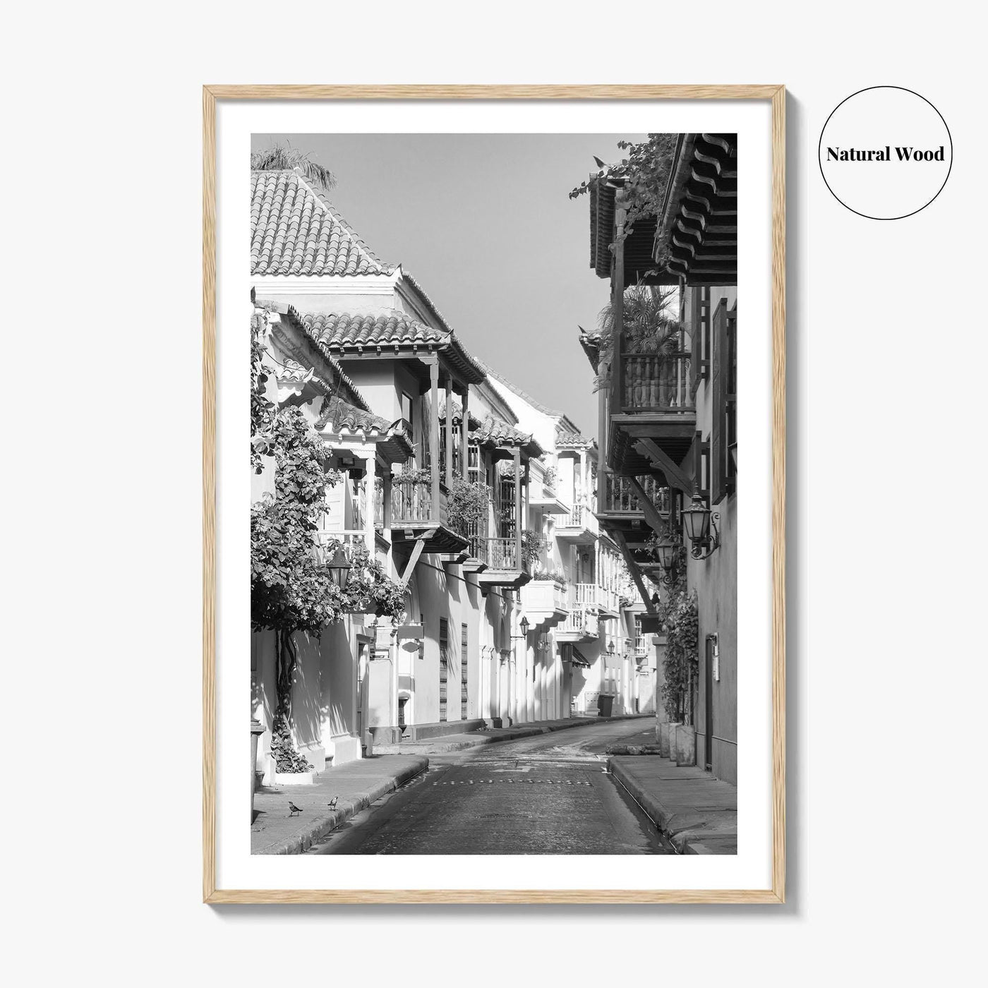 Cartagena Black and White Fine Art Photo Print, Colombia Colonial Street Poster