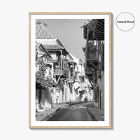 Cartagena Black and White Fine Art Photo Print, Colombia Colonial Street Poster