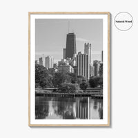 Chicago Skyline Black and White Fine Art Photo Print, Lincoln Park Illinois Poster