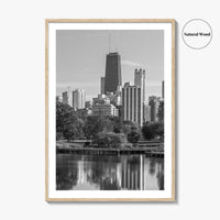 Chicago Skyline Black and White Fine Art Photo Print, Lincoln Park Illinois Poster