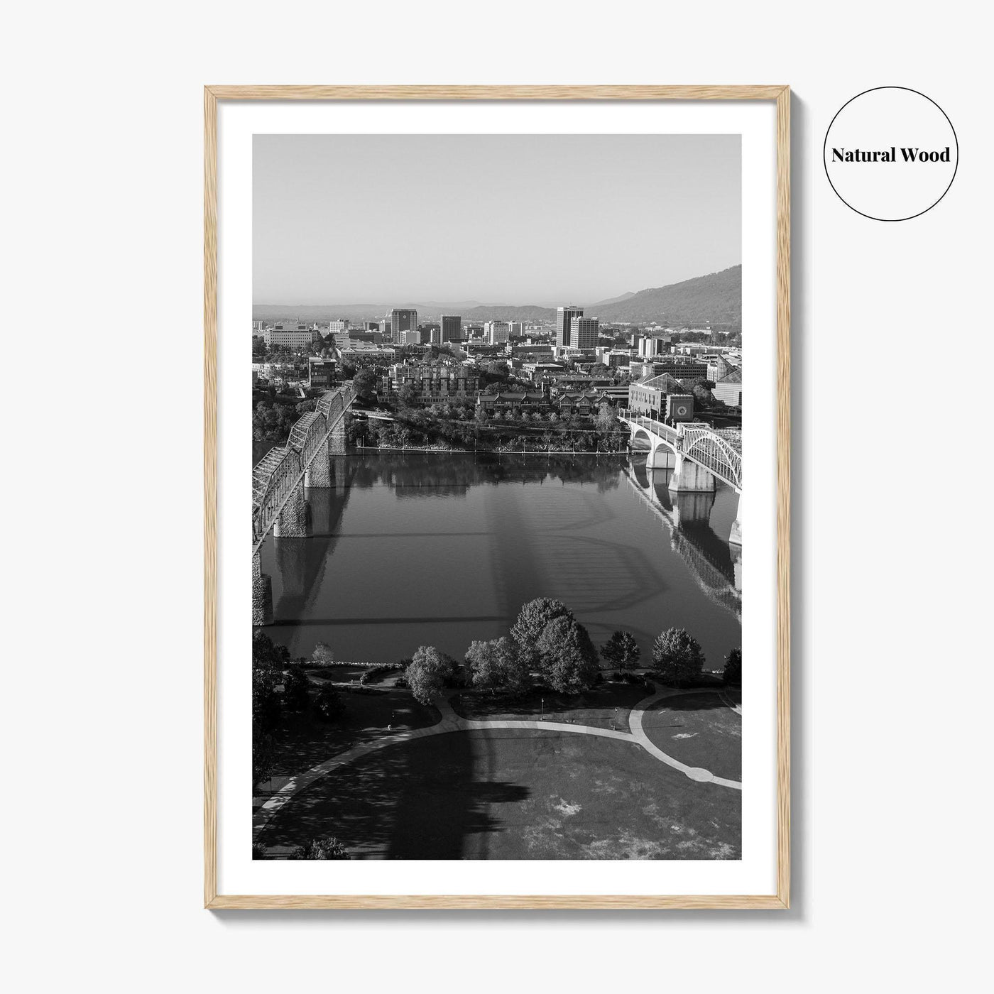 Chattanooga Black and White Fine Art Photo Print, Tennessee, Walking Market Street Bridges