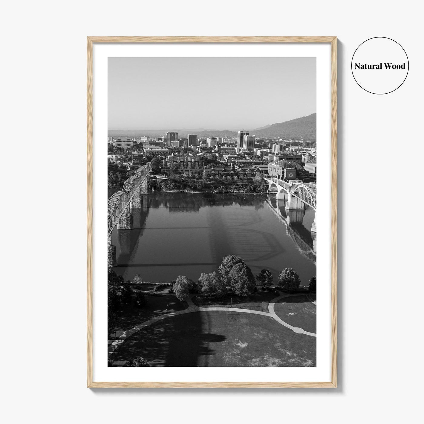 Chattanooga Black and White Fine Art Photo Print, Tennessee, Walking Market Street Bridges