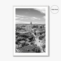 Madison Skyline Black and White Fine Art Photo Print, Wisconsin State Capitol, USA Poster