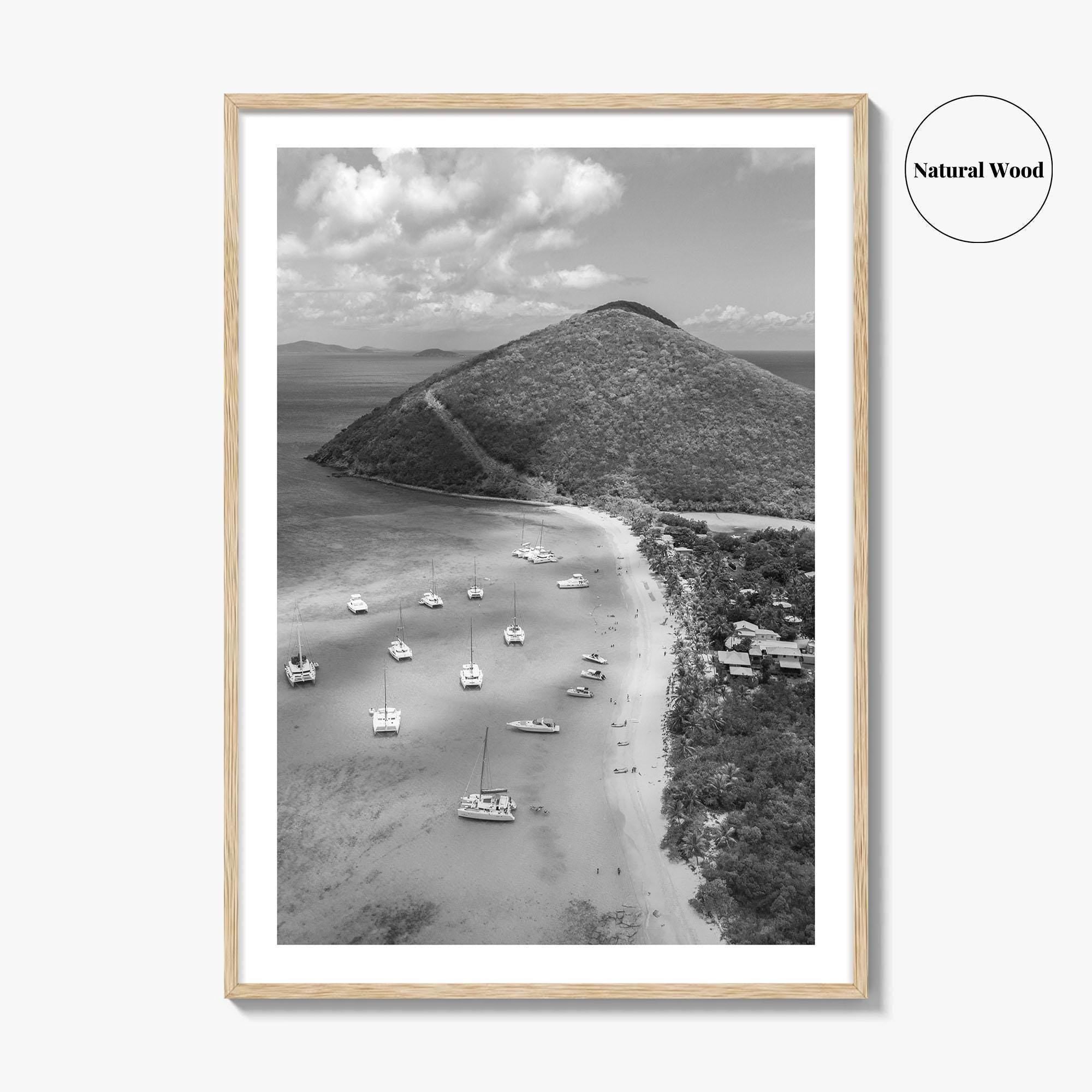British Virgin Islands Black and White Fine Art Photo Print, Caribbean Poster