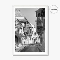 Cartagena Black and White Fine Art Photo Print, Colombia Colonial Street Poster