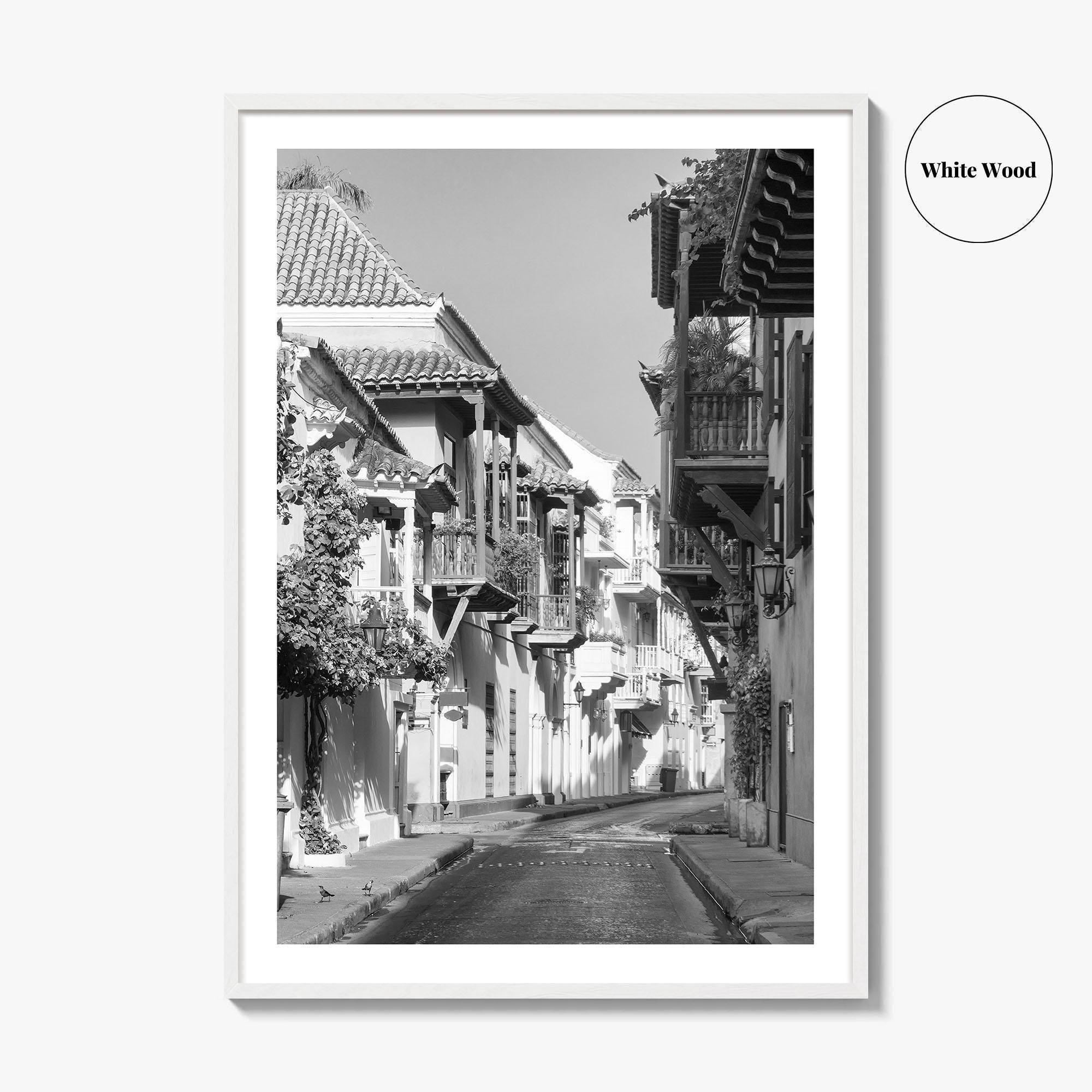 Cartagena Black and White Fine Art Photo Print, Colombia Colonial Street Poster