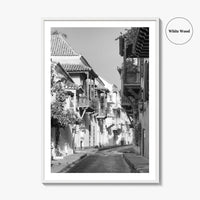 Cartagena Black and White Fine Art Photo Print, Colombia Colonial Street Poster