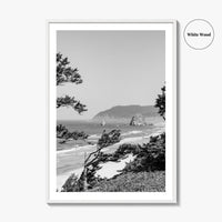 Cannon Beach Black and White Fine Art Photo Print, Haystack Rock Oregon Coast Poster