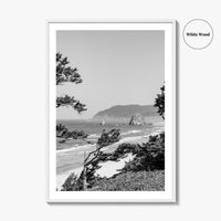 Cannon Beach Black and White Fine Art Photo Print, Haystack Rock Oregon Coast Poster