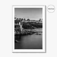 Maui Black and White Fine Art Photo Print, Hawaii Wall Poster, Cliff House