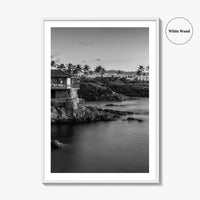 Maui Black and White Fine Art Photo Print, Hawaii Wall Poster, Cliff House