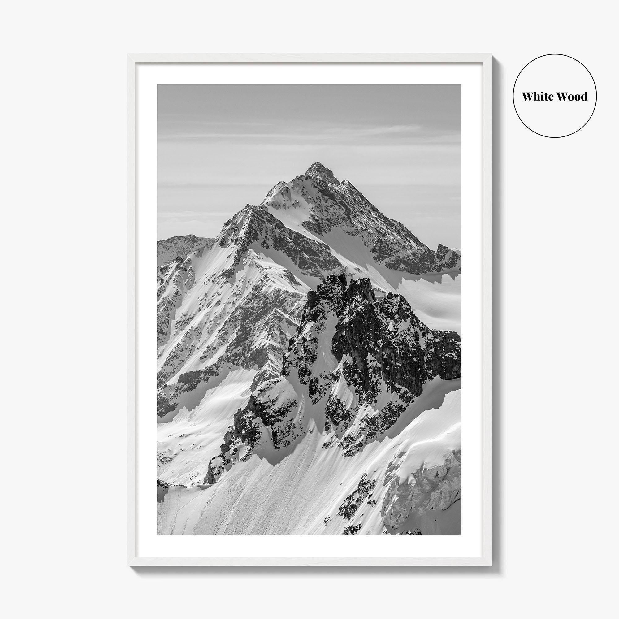 Switzerland Black and White Fine Art Photo Print, Mount Titlis, Engelberg, Swiss Alps, Panoramic