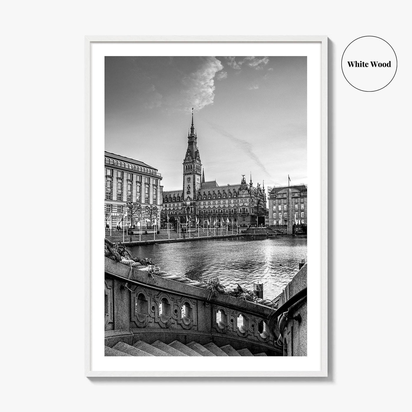 Hamburg Black and White Fine Art Photo Print, City Hall Rathaus, Germany Wall Poster