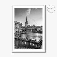 Hamburg Black and White Fine Art Photo Print, City Hall Rathaus, Germany Wall Poster