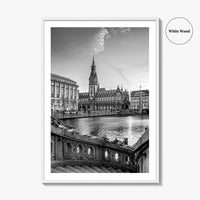 Hamburg Black and White Fine Art Photo Print, City Hall Rathaus, Germany Wall Poster