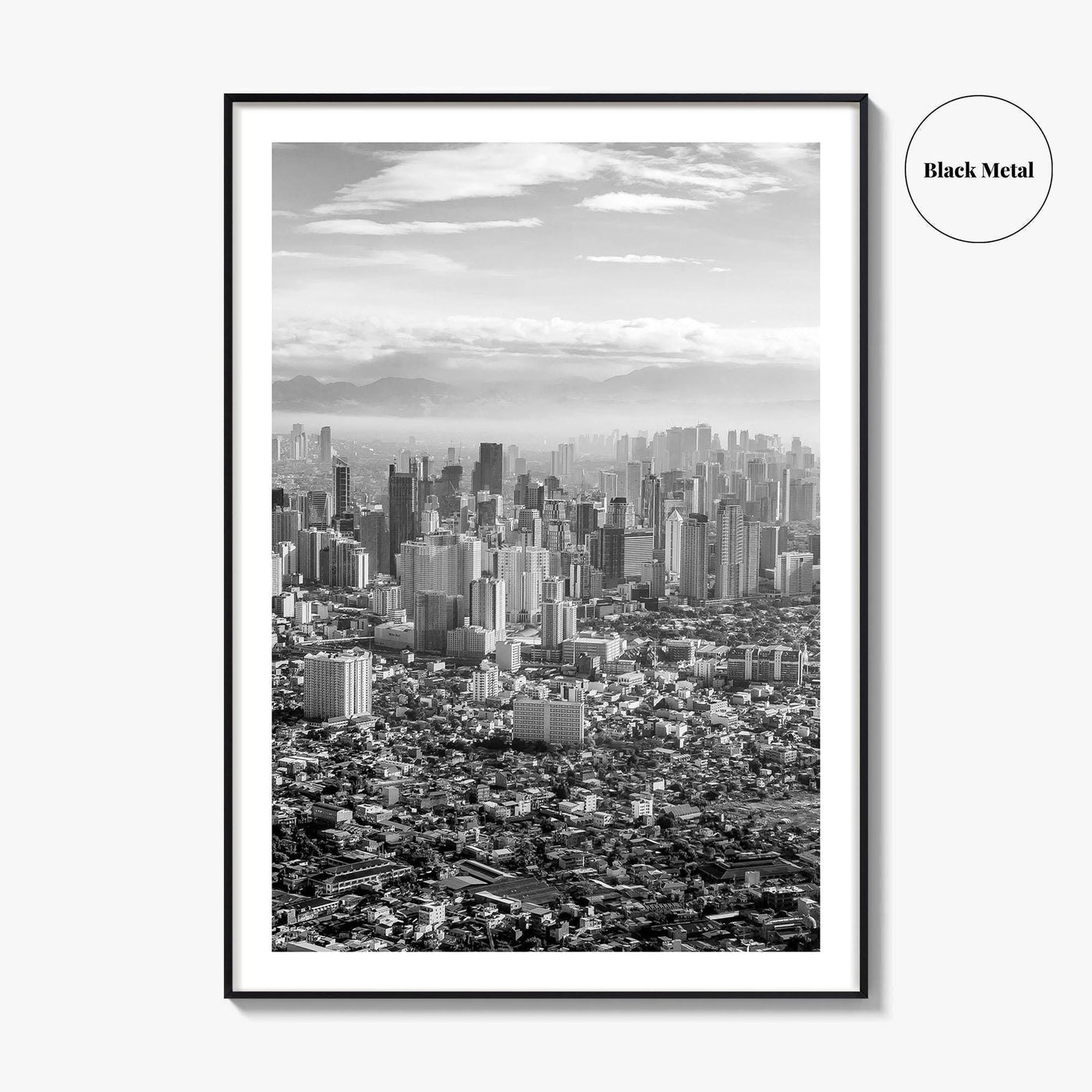 Manila Skyline Black and White Fine Art Photo Print, Makati, Pasay, Philippines