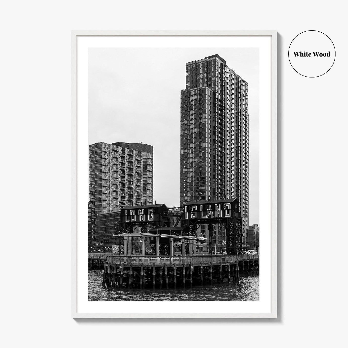 Long Island City Skyline Black and White Fine Art Photo Print, Queens NYC Poster