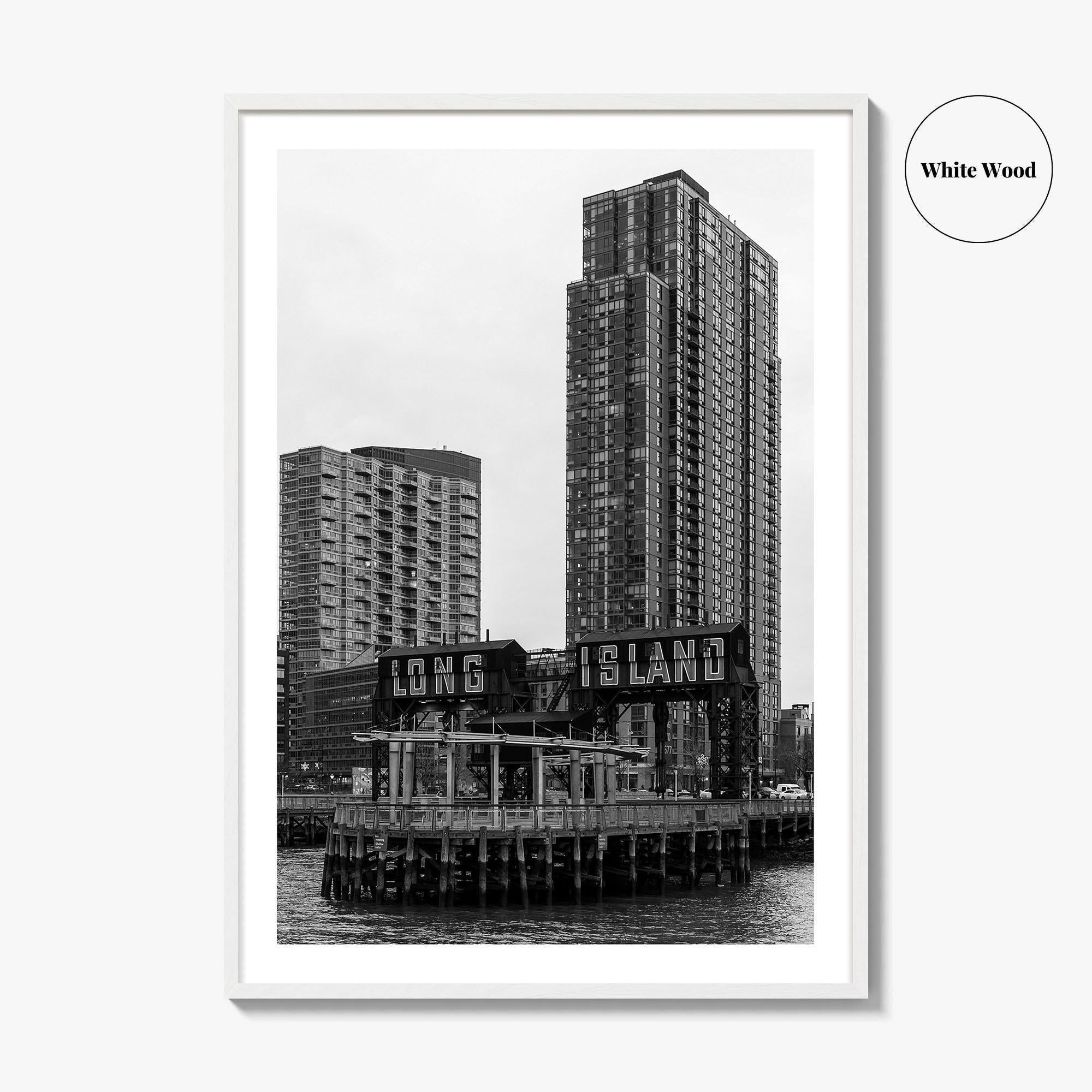 Long Island City Skyline Black and White Fine Art Photo Print, Queens NYC Poster