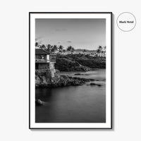 Maui Black and White Fine Art Photo Print, Hawaii Wall Poster, Cliff House