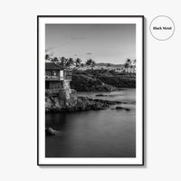 Maui Black and White Fine Art Photo Print, Hawaii Wall Poster, Cliff House