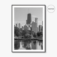 Chicago Skyline Black and White Fine Art Photo Print, Lincoln Park Illinois Poster
