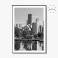 Chicago Skyline Black and White Fine Art Photo Print, Lincoln Park Illinois Poster
