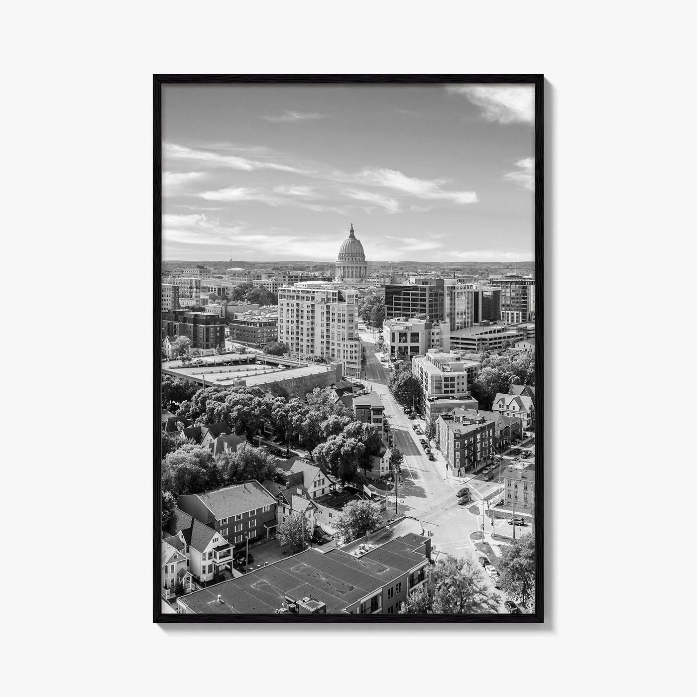 Madison Skyline Black and White Fine Art Photo Print, Wisconsin State Capitol, USA Poster