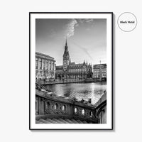 Hamburg Black and White Fine Art Photo Print, City Hall Rathaus, Germany Wall Poster