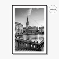 Hamburg Black and White Fine Art Photo Print, City Hall Rathaus, Germany Wall Poster