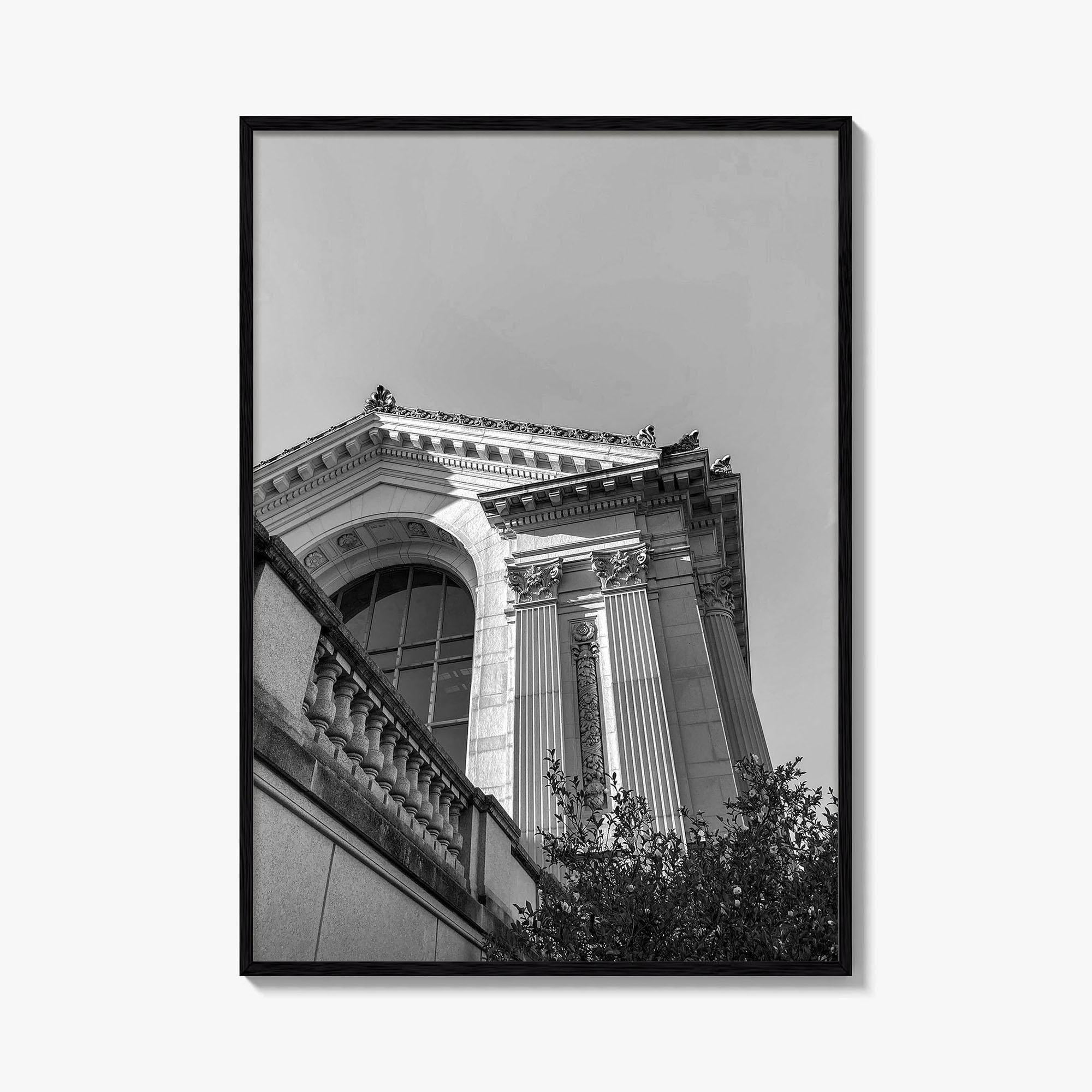UC Berkeley Black and White Fine Art Photo Print, Doe Hall, California USA Poster