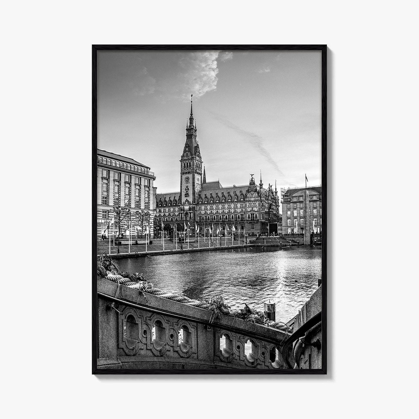 Hamburg Black and White Fine Art Photo Print, City Hall Rathaus, Germany Wall Poster