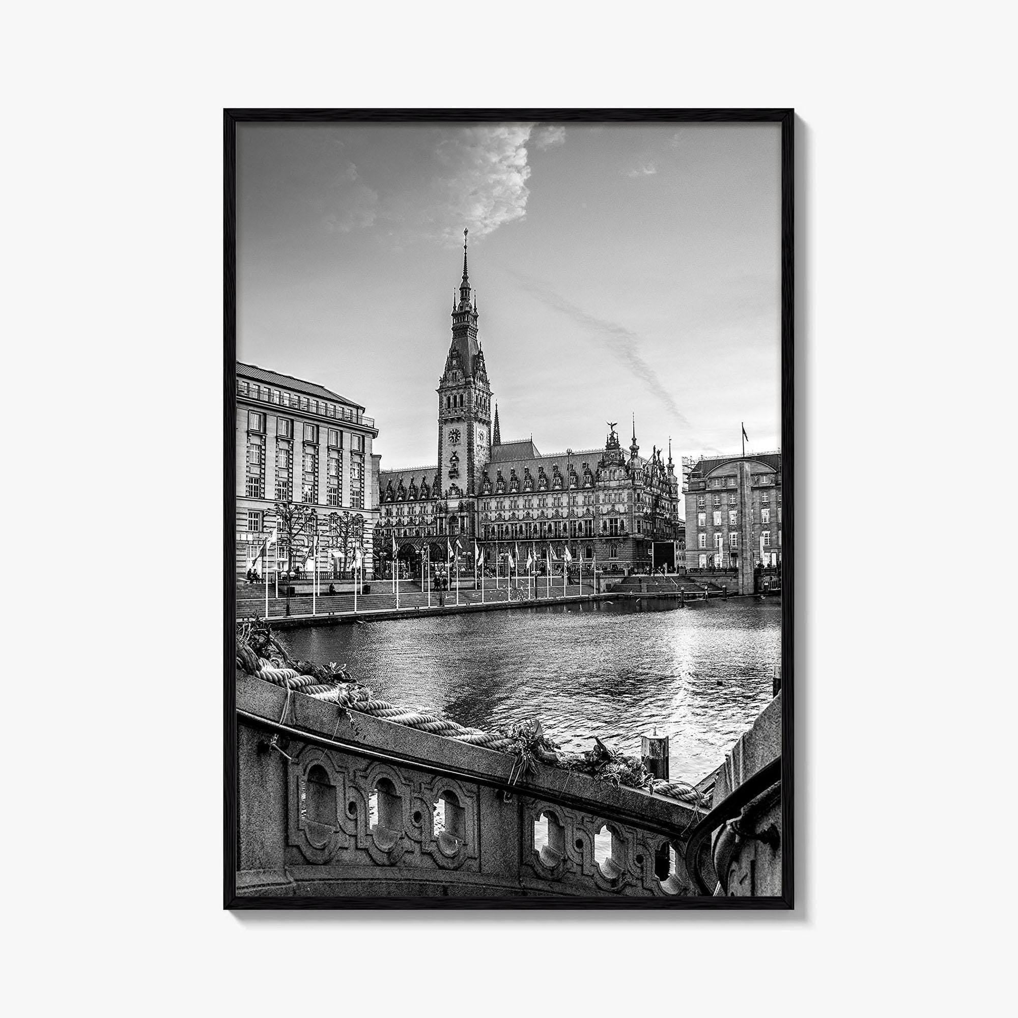 Hamburg Black and White Fine Art Photo Print, City Hall Rathaus, Germany Wall Poster