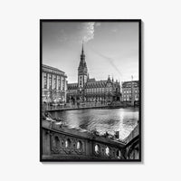 Hamburg Black and White Fine Art Photo Print, City Hall Rathaus, Germany Wall Poster