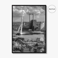 Rotterdam Skyline Black and White Fine Art Photo Print, Euromast South Holland Poster