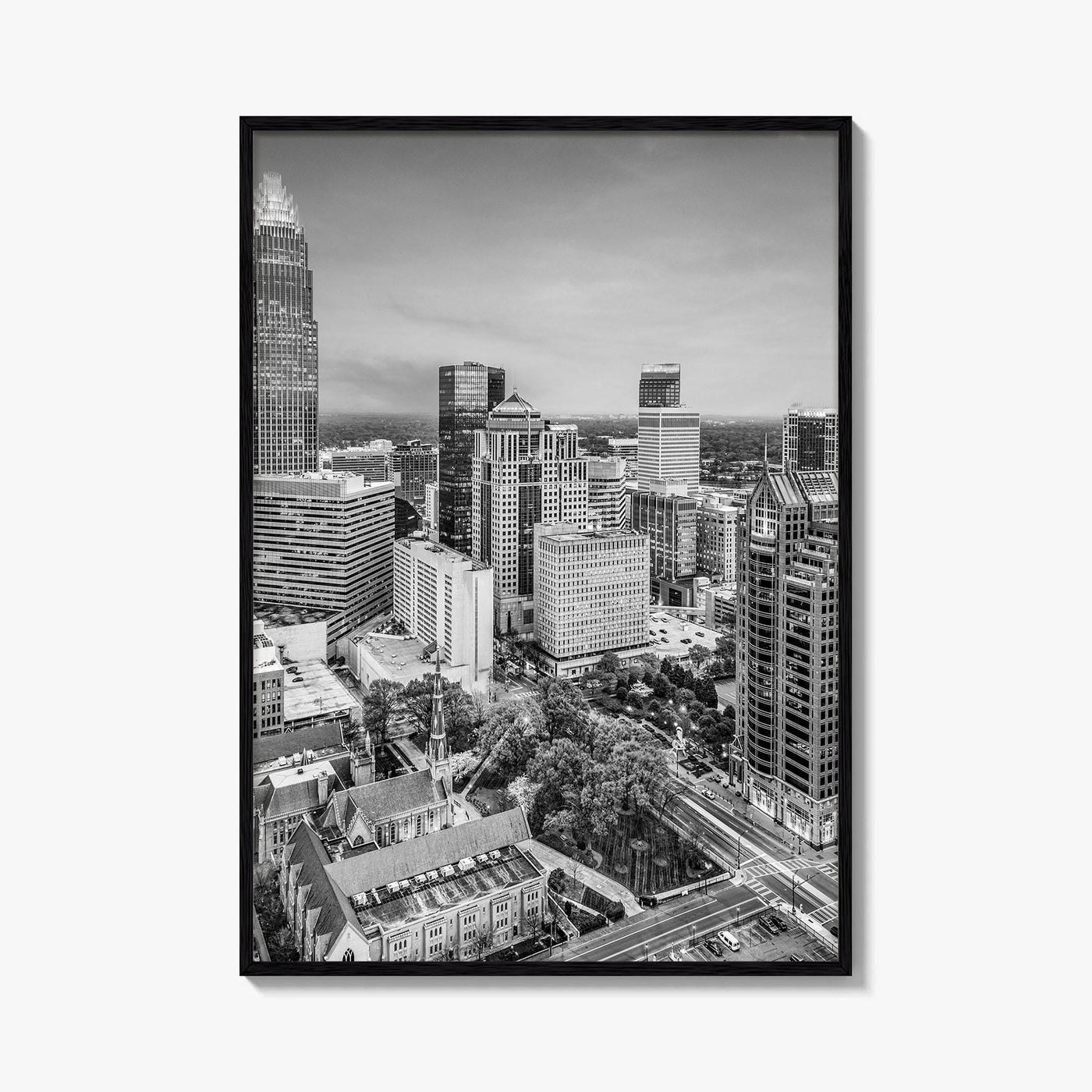Charlotte Black and White Fine Art Photo Print, North Carolina USA, Uptown NC Poster