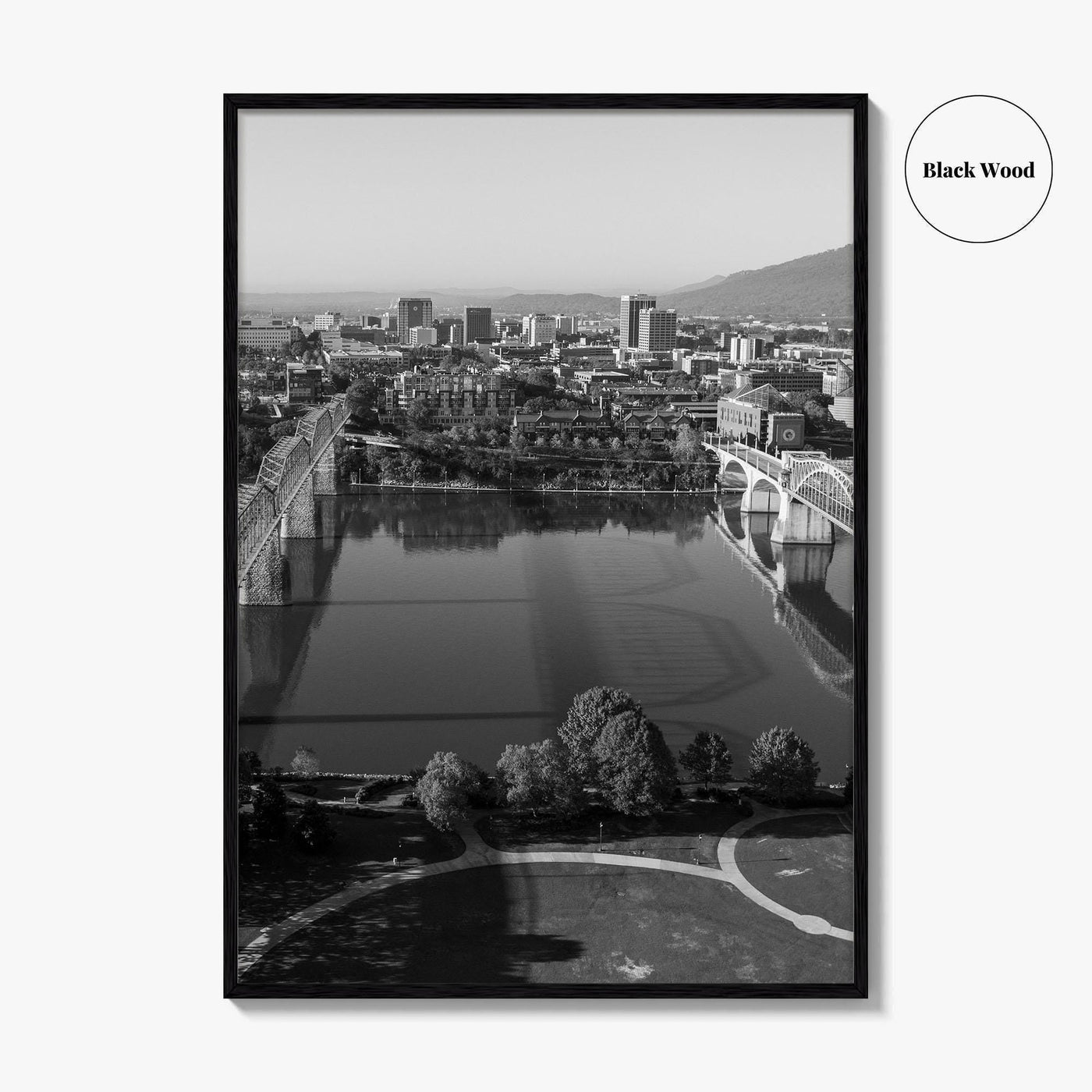 Chattanooga Black and White Fine Art Photo Print, Tennessee, Walking Market Street Bridges