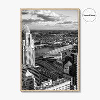 Cincinnati Skyline Black and White Fine Art Photo Print, Ohio River, USA Poster