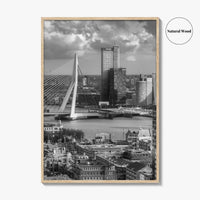 Rotterdam Skyline Black and White Fine Art Photo Print, Euromast South Holland Poster