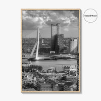 Rotterdam Skyline Black and White Fine Art Photo Print, Euromast South Holland Poster