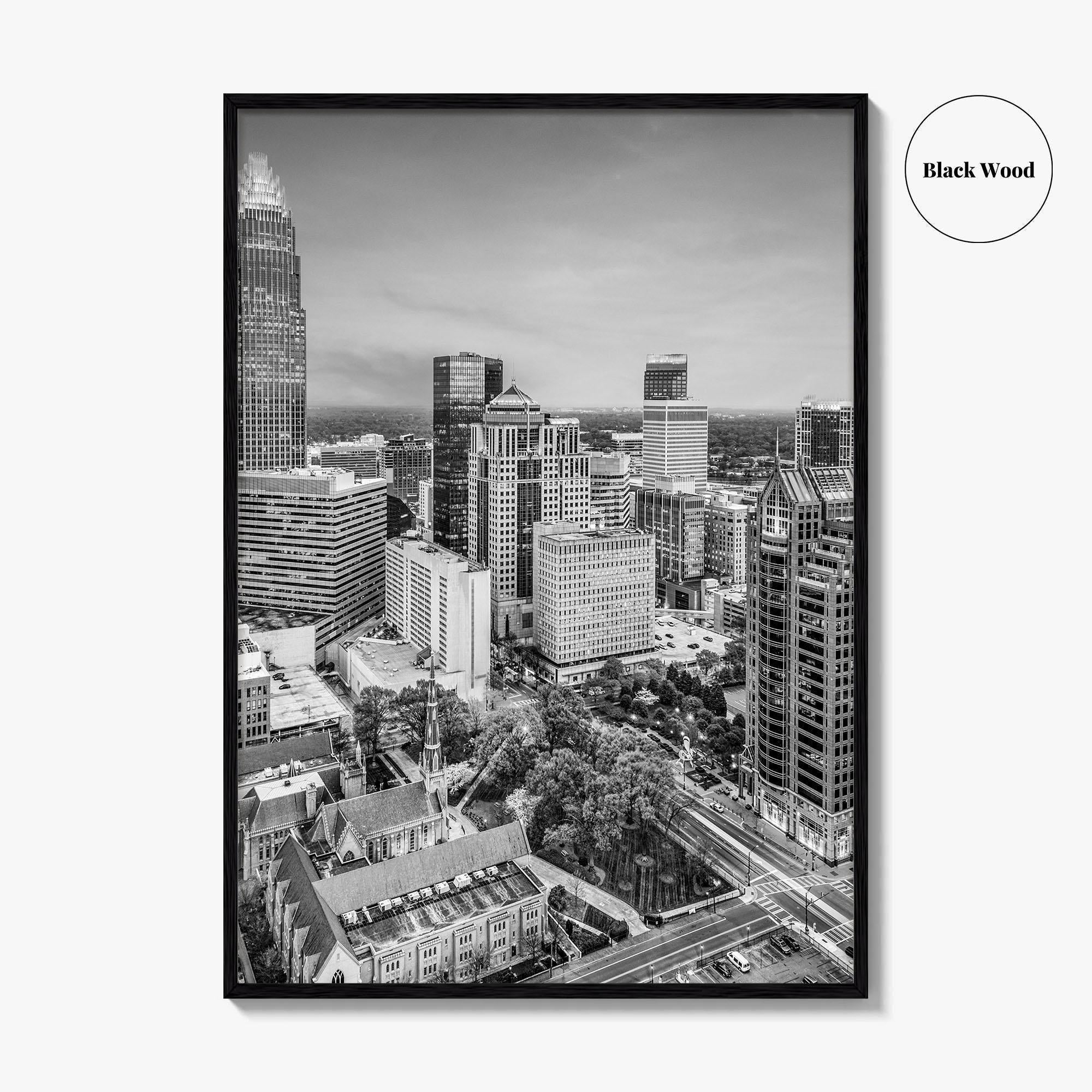 Charlotte Black and White Fine Art Photo Print, North Carolina USA, Uptown NC Poster