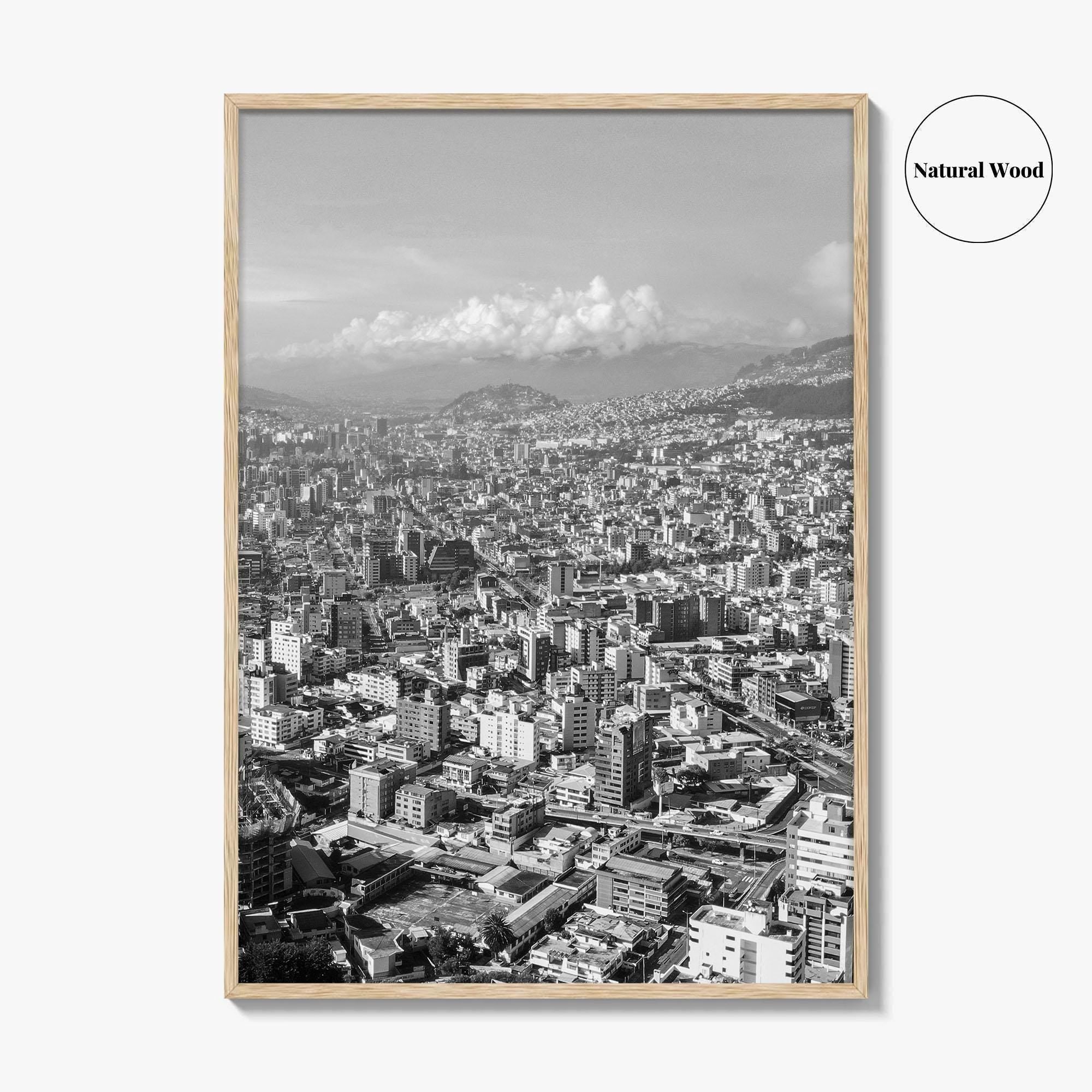 Quito Skyline Black and White Fine Art Photo Print, Ecuador, City Poster, Wall Decor