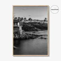 Maui Black and White Fine Art Photo Print, Hawaii Wall Poster, Cliff House