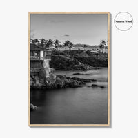 Maui Black and White Fine Art Photo Print, Hawaii Wall Poster, Cliff House