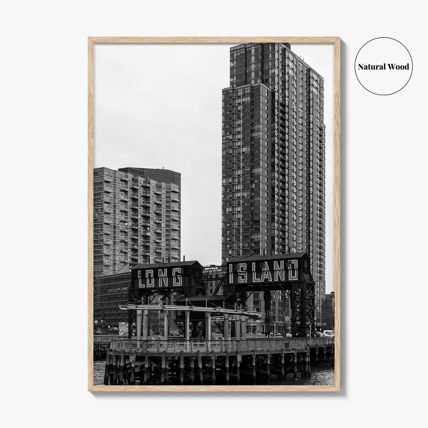 Long Island City Skyline Black and White Fine Art Photo Print, Queens NYC Poster