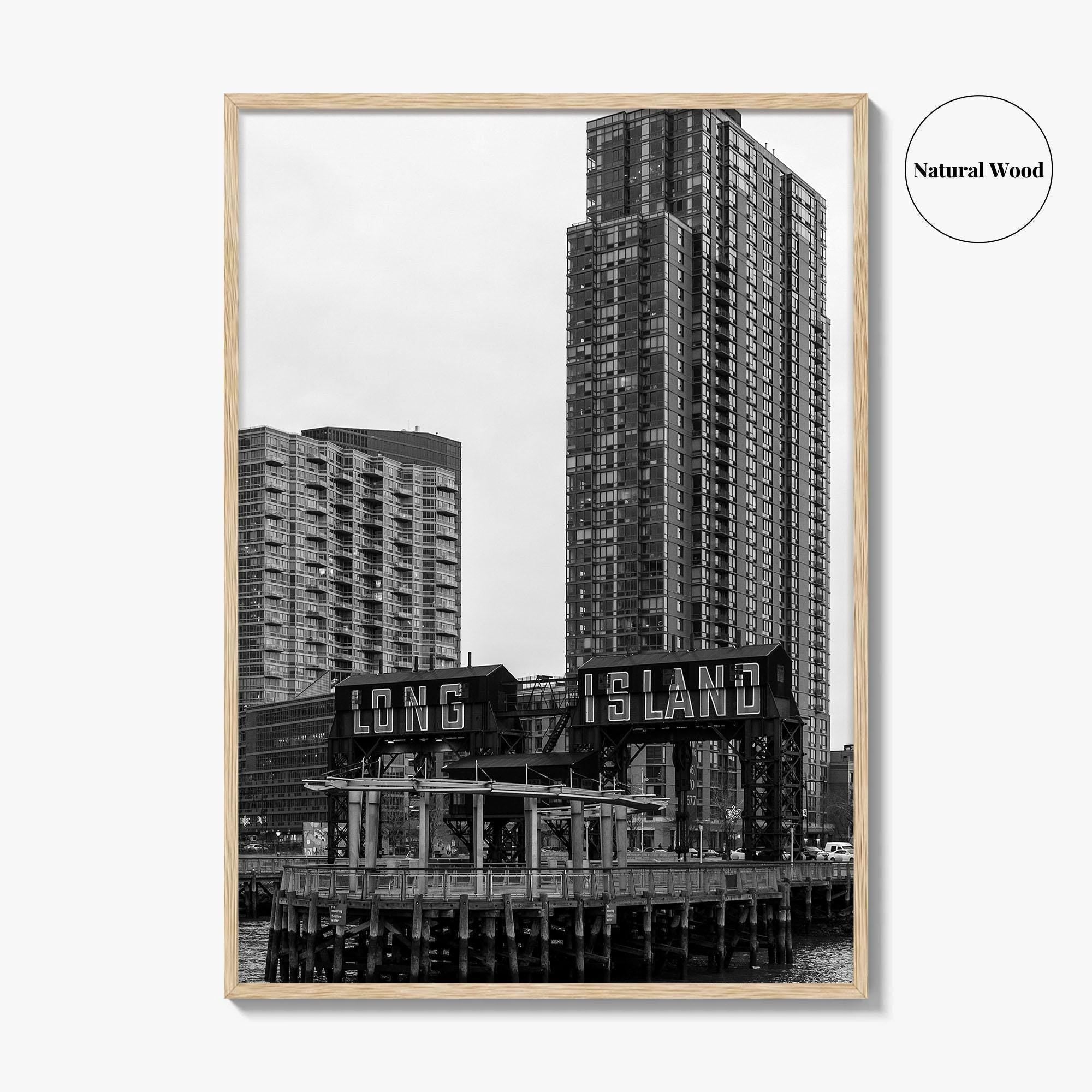 Long Island City Skyline Black and White Fine Art Photo Print, Queens NYC Poster