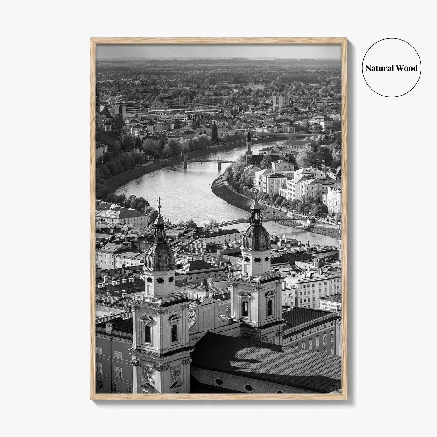 Salzburg Skyline Black and White Fine Art Photo Print, Salzburger Land Austria Poster