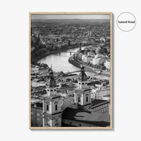 Salzburg Skyline Black and White Fine Art Photo Print, Salzburger Land Austria Poster