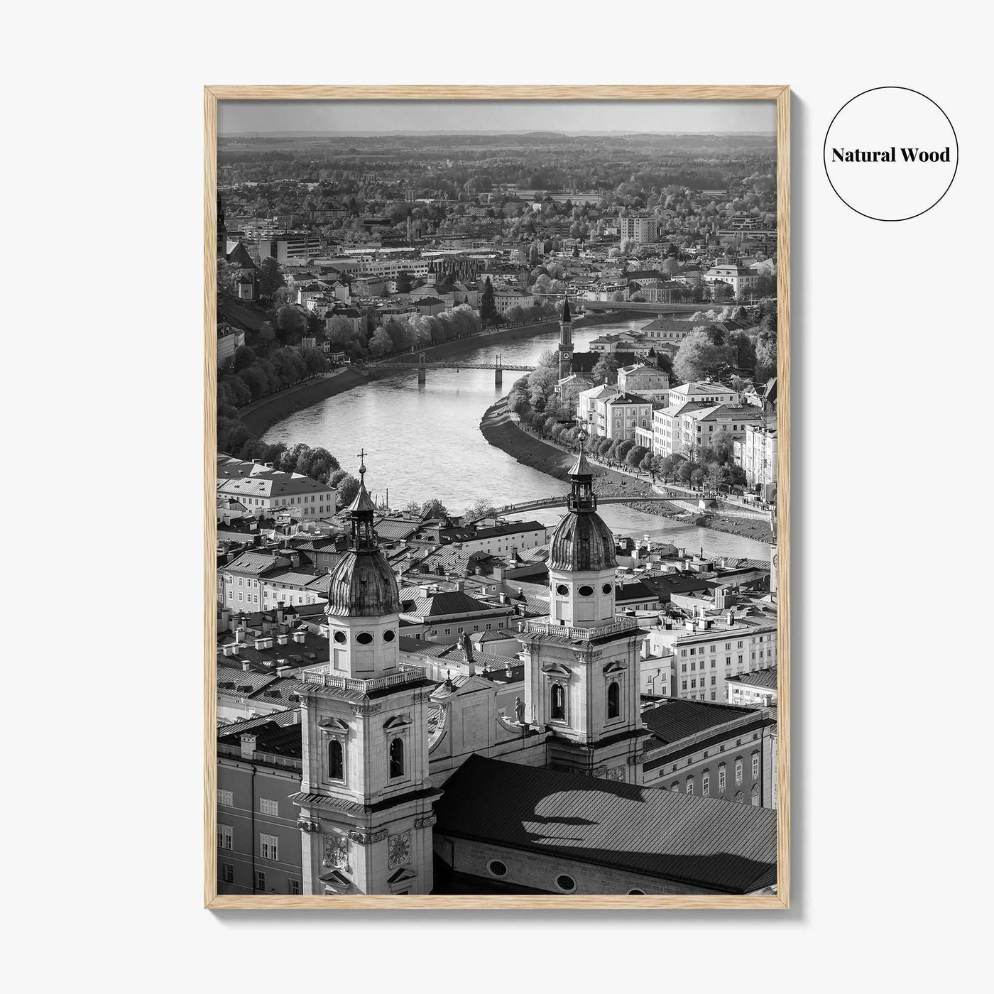 Salzburg Skyline Black and White Fine Art Photo Print, Salzburger Land Austria Poster